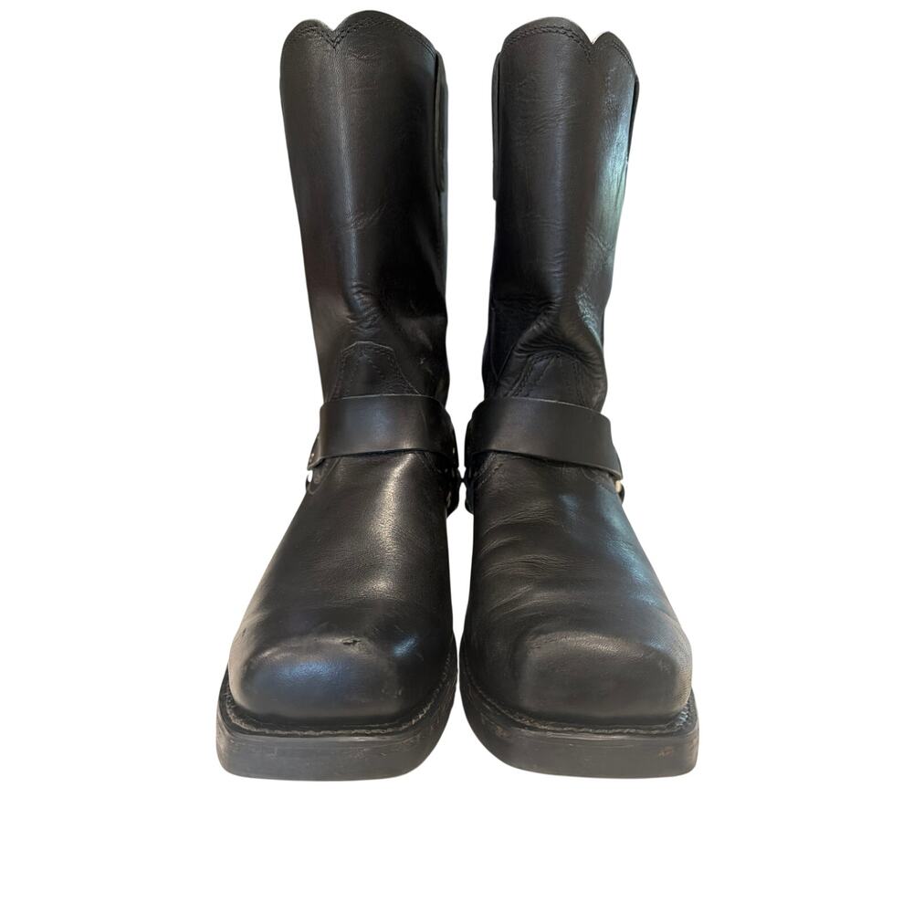Durango Men's Harness Motorcycle Leather Black Pull On Boots Size 12 D Biker